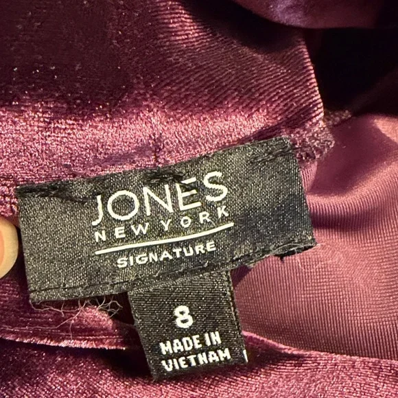 Jones New York 8 medium dress purple Velvet Turtleneck long sleeve knee stretch - Picture 5 of 7